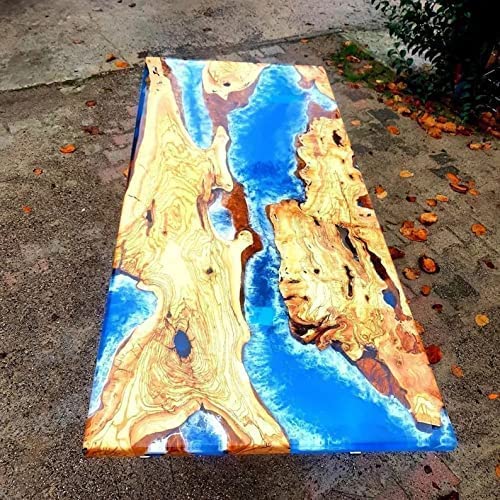TUZECH Epoxy Resin River Table Top 36x24 Inch with 18 Inch Legs W520