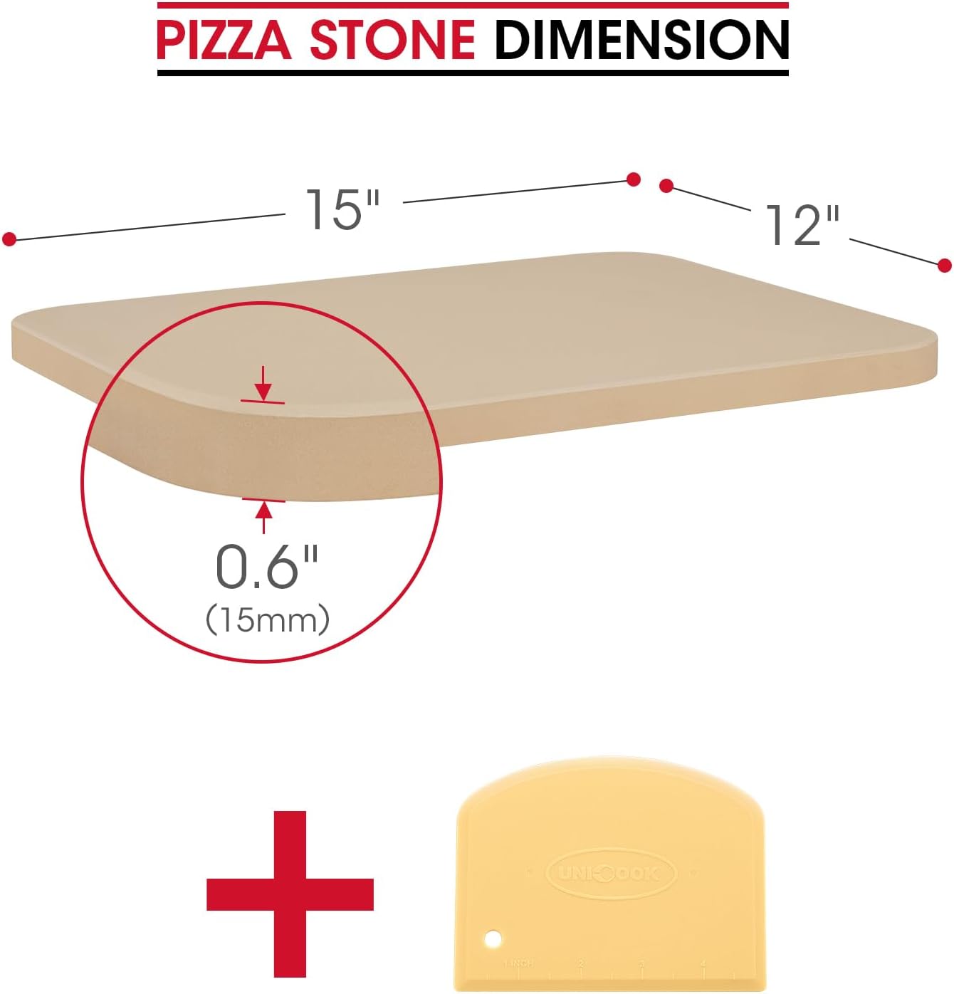 Unicook Pizza Stone for Oven and Grill, 15 Inch, Cordierite Baking Stone U76242