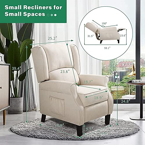 LEISLAND Wingback Recliner Chair with Heat and Massage, Beige D210229