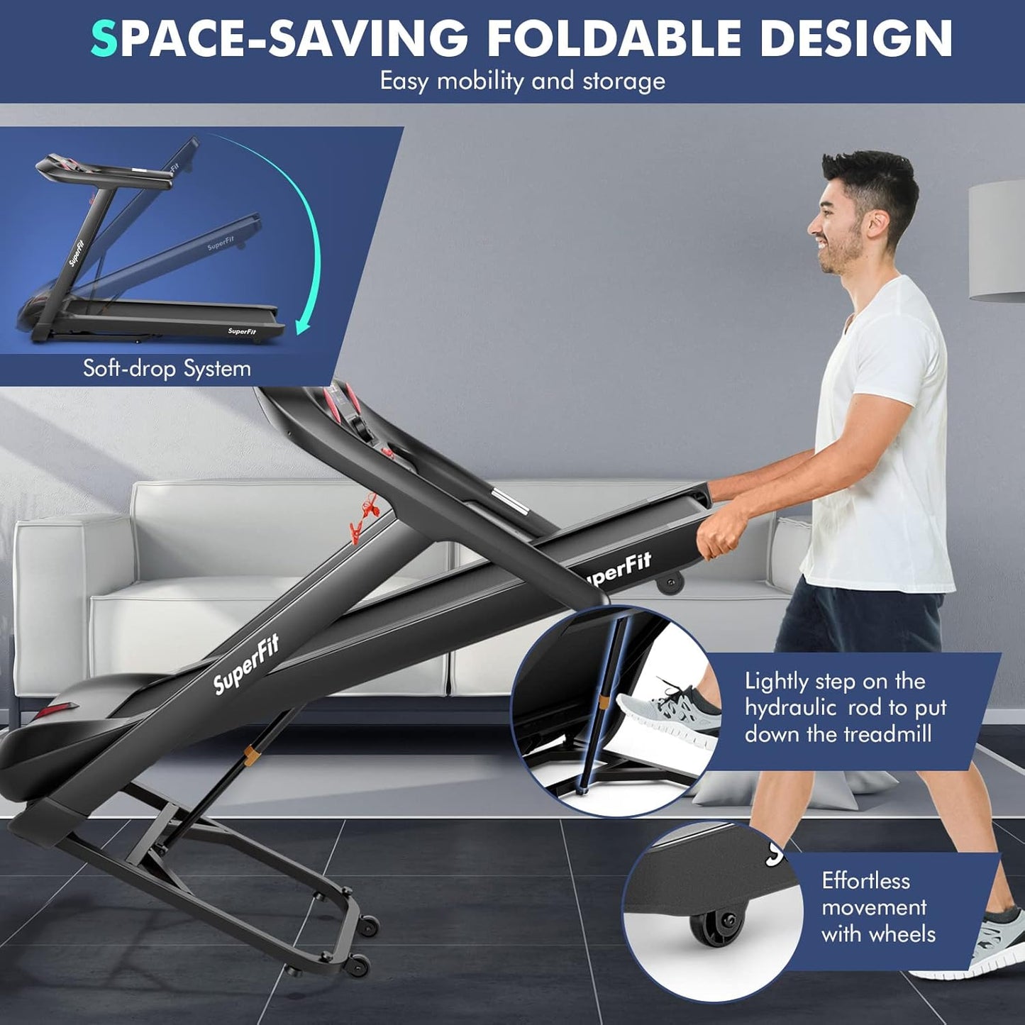 Goplus 4.75HP Folding Treadmill with 15% Auto Incline, APP Control K690920