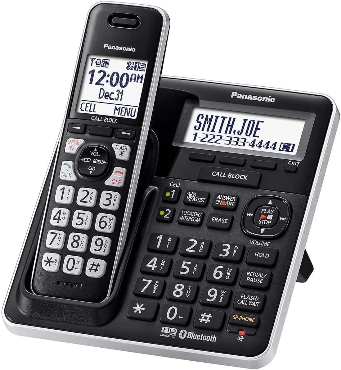 Panasonic KX-TG985 Expandable Cordless Phone System with Bluetooth, 5 Handsets, Black T4686