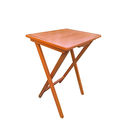 Folding TV Tray Table Set of 4 Solid Wood Chestnut I509083