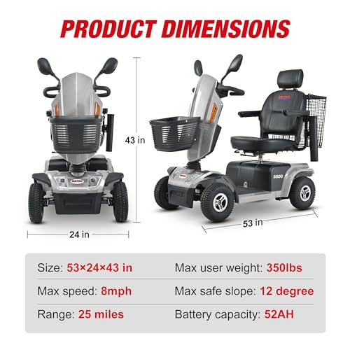 Folding 4-Wheel Mobility Scooter for Seniors Adults, Grey S807252