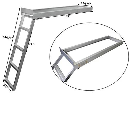 Pactrade Marine Pontoon Boat Under Deck 4 Step Flat Front Ladder Anodized Aluminum Capacity 300lbs Self Store