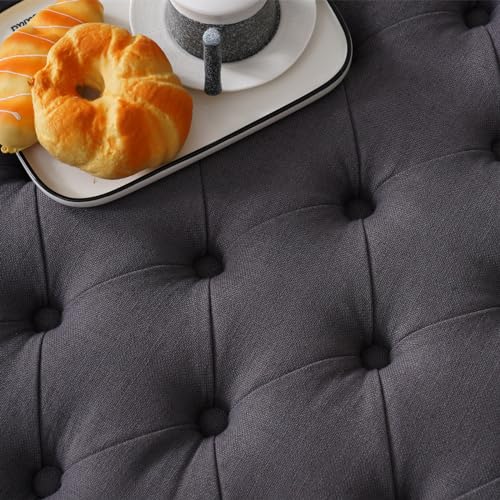 Square Ottoman Coffee Table with Storage Shelf and Solid Wood Legs K655