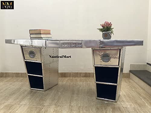 NauticalMart Aviator Wing Shaped Aluminium Desk 72 Inches Q718251