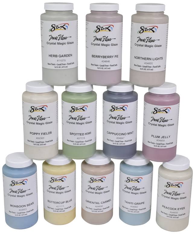 Sax True Flow Crystal Magic No-Lead Glazes, 1-Pint, Set of 12 R692196