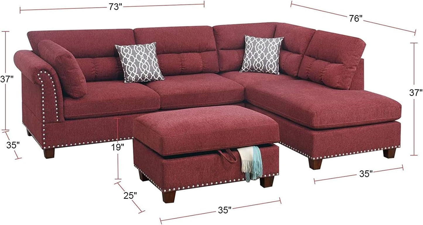 Red Velvet Sectional Sofa D28379