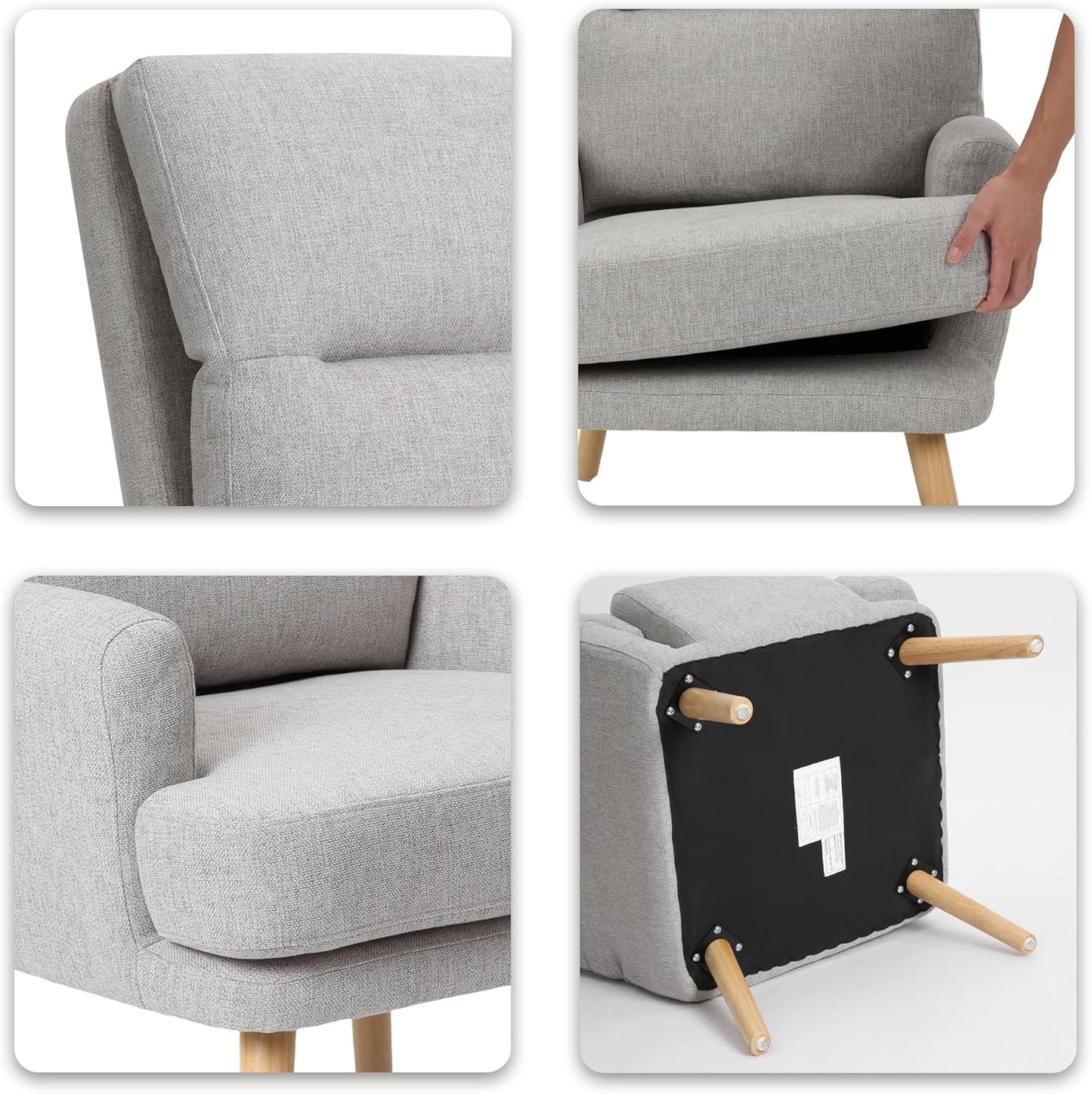 ComfyCozy Decorative Chair Set with Footstool, Adjustable Backrest, Wooden Legs A252