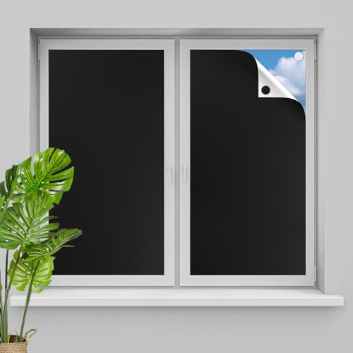 Blackout Blinds 118" x 57", 100% Blackout Shades Travel Portable Window Blinds Free to Cut, No Drill Temporary Blackout Window Cover for Baby Nursery, Bedroom, Living Room, RV (Gray-Silver)