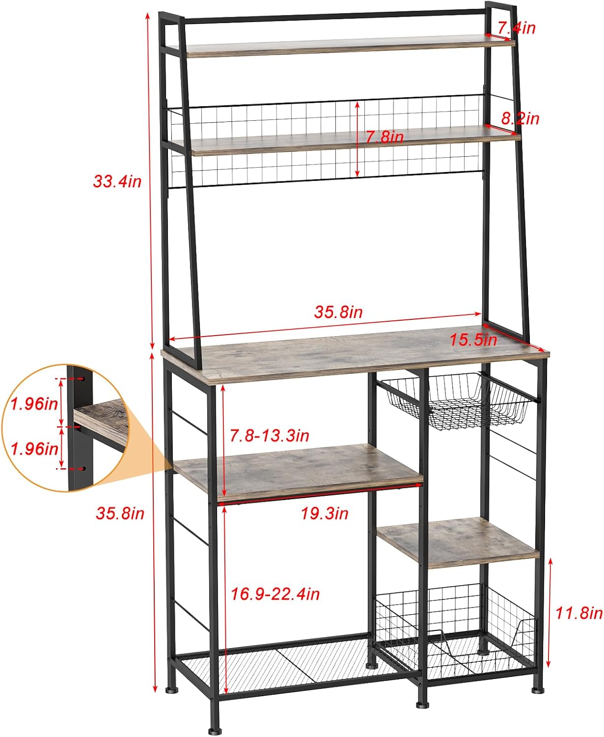 X-cosrack Coffee Bar Cabinet with Storage Shelves, Rustic Brown Z528