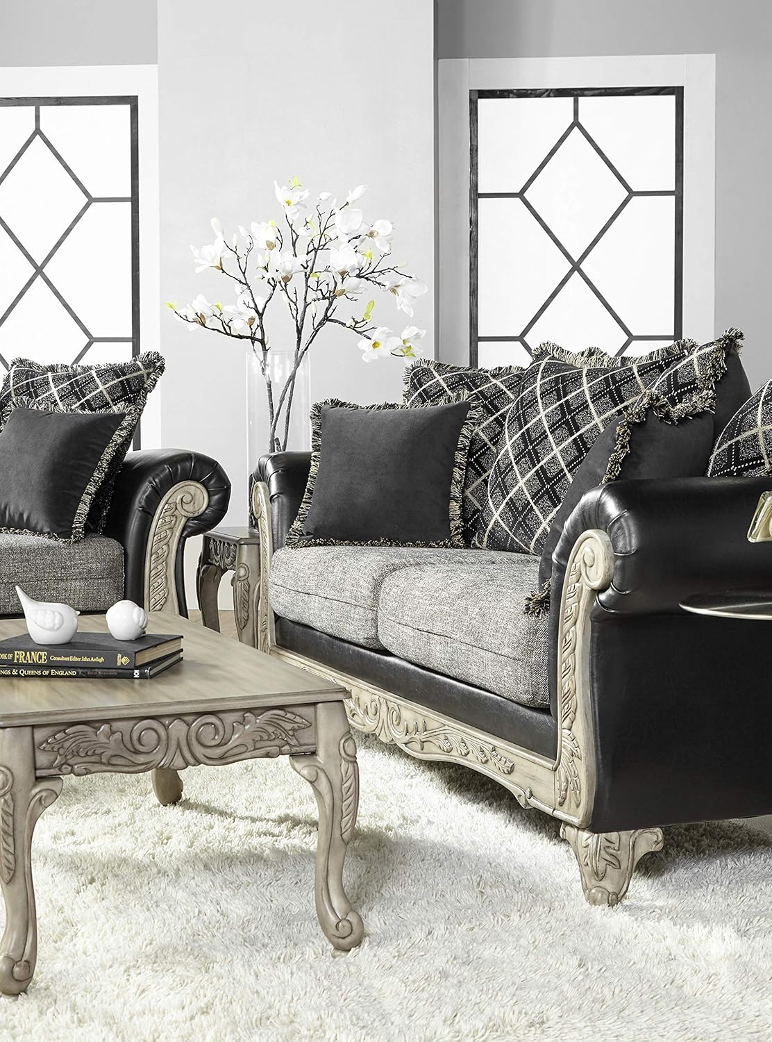 Roundhill Furniture San Marino Sofa, Ebony O7190