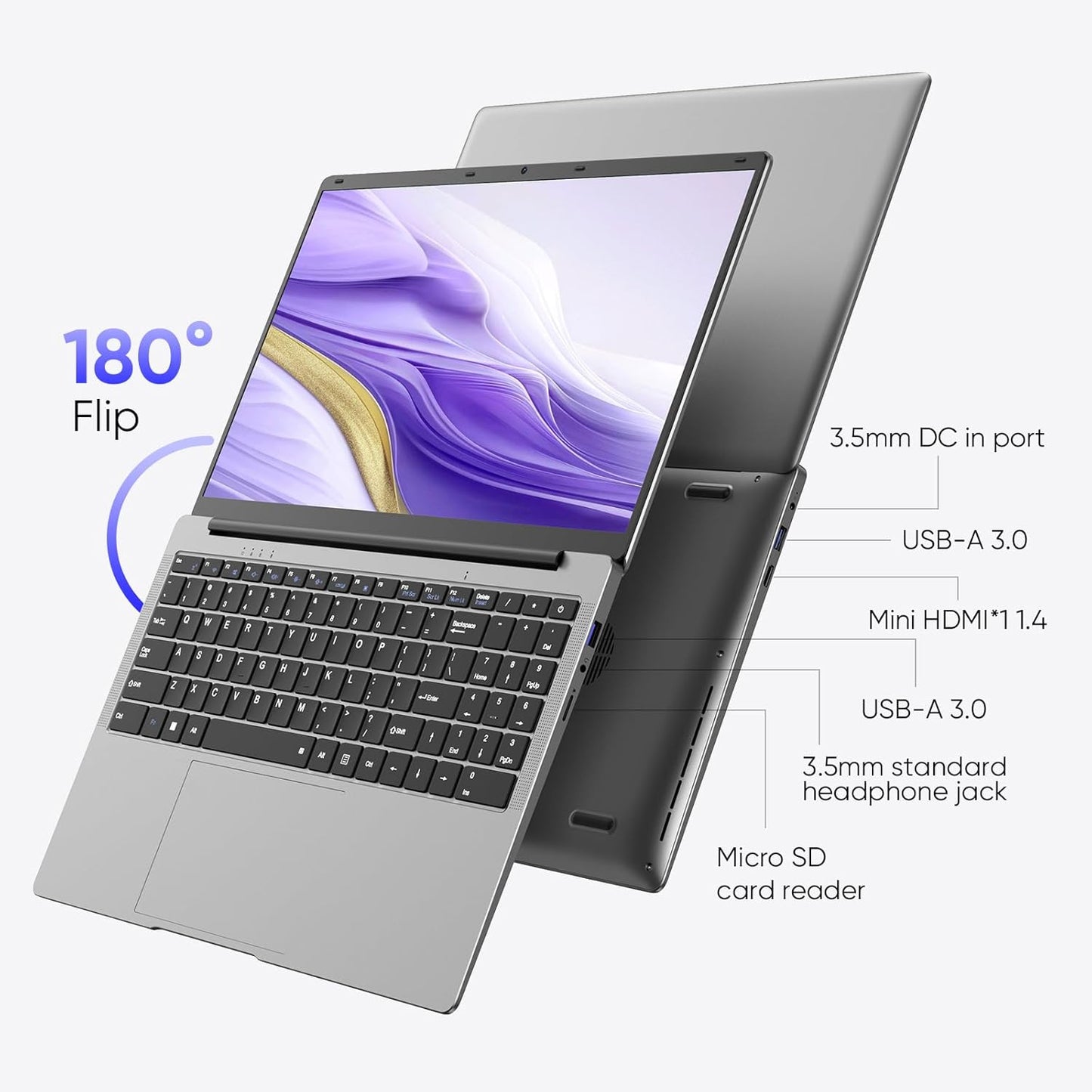 15.6" Windows 11 Pro Laptop, 8GB RAM 256GB, Intel Celeron, Silver N66160