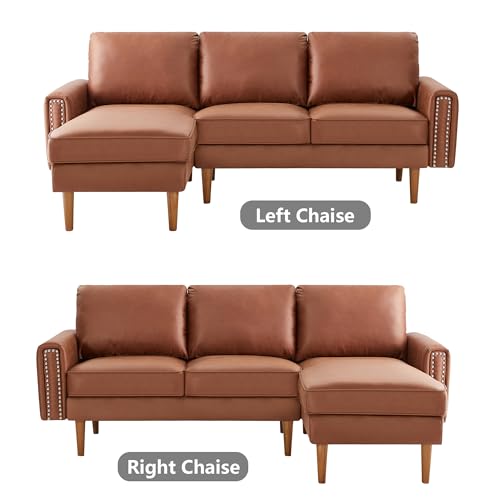 Setawix Convertible Sectional Sofa with Reversible Chaise, Suede Fabric, Brown B181740