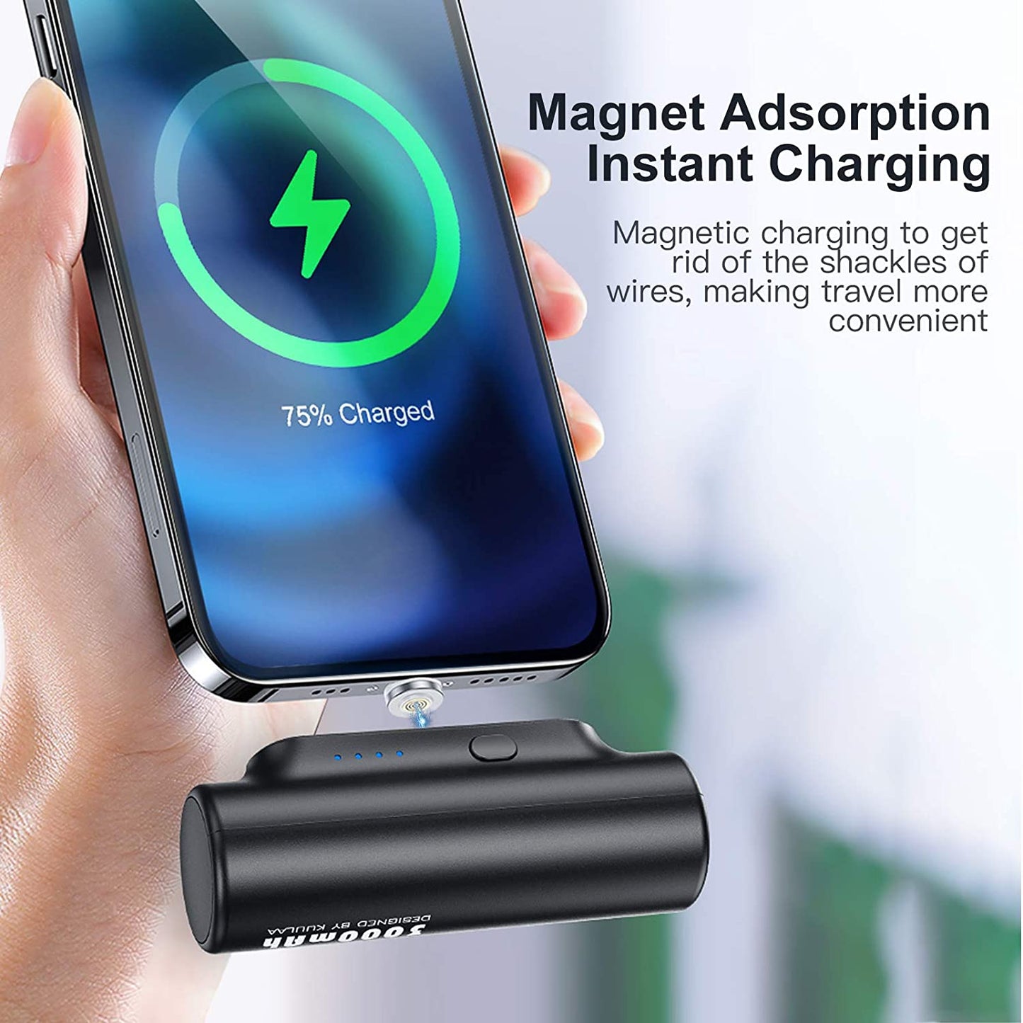 3 in 1 Magnetic Power Bank for Oculus Quest 2, 3000mAh Portable Charger (Black) T494