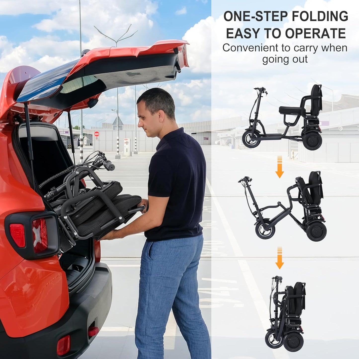TopMate ES10 3 Wheel Electric Scooter Lightweight Folding Mobility Scooter for Adults with Removable Battery P208724