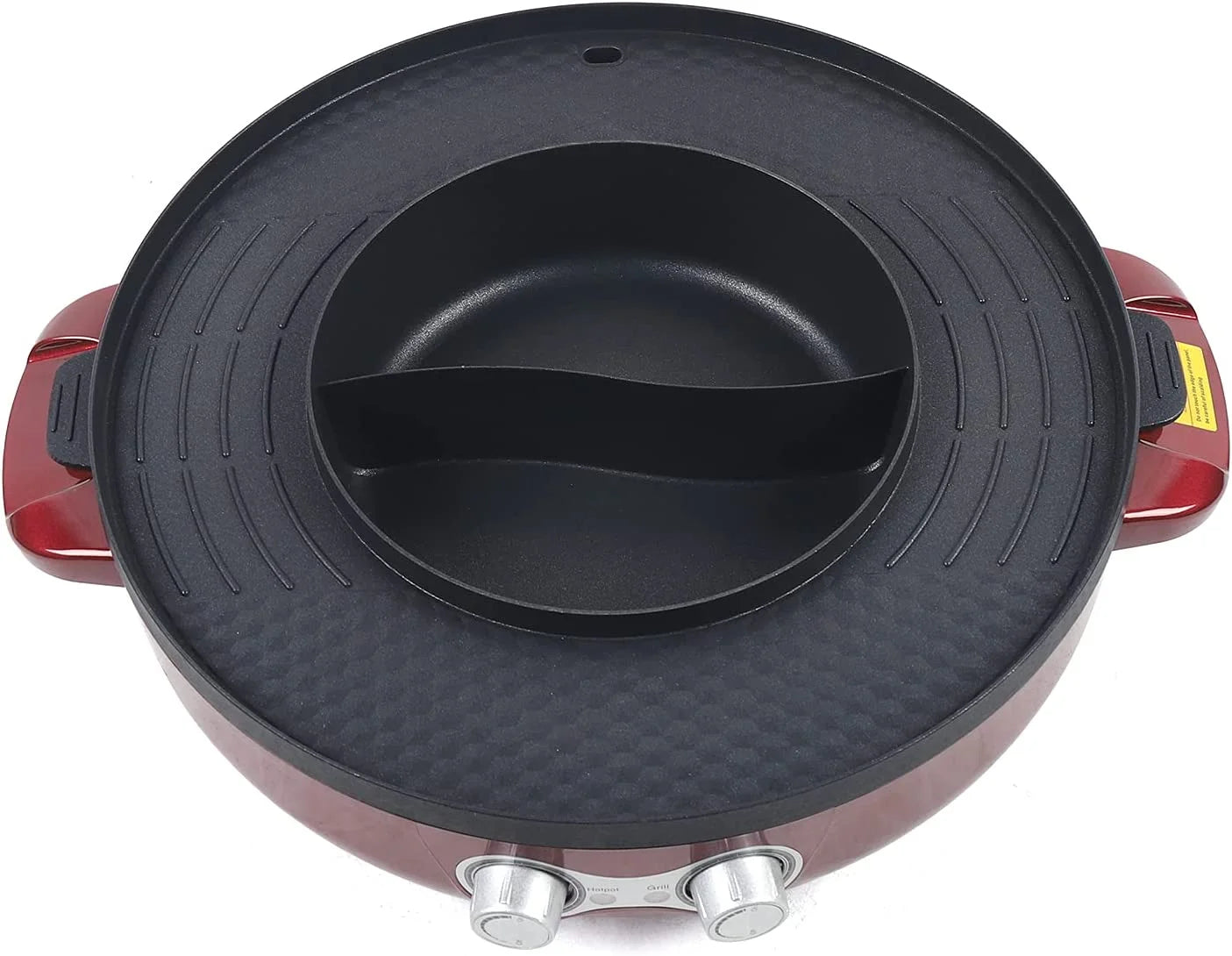Miumaeov 2 in 1 Electric Smokeless BBQ Grill and Hot Pot, Dual Temperature Control, 3.6L P2308