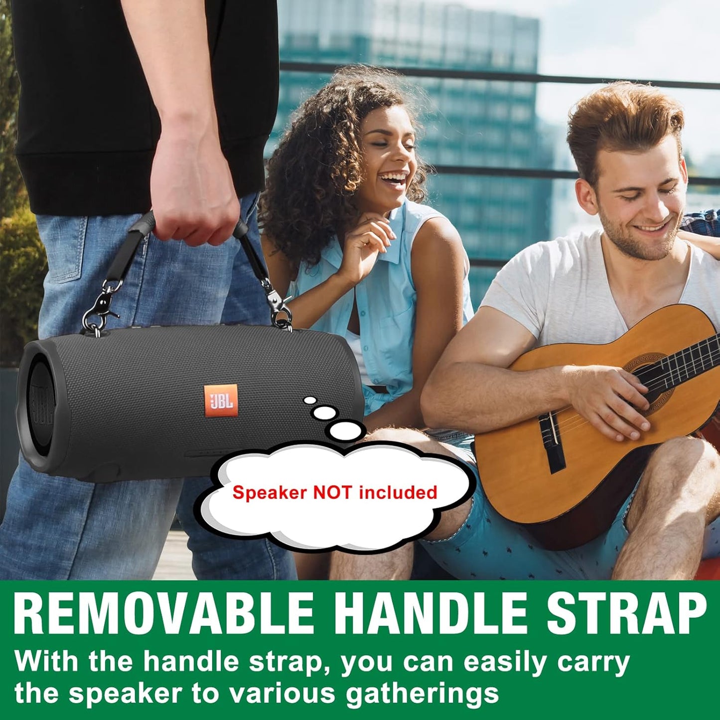 Desing Wish Removable Speaker Handle Strap for JBL Xtreme, W-King X10, ZEALOT S67 (Black) E719109