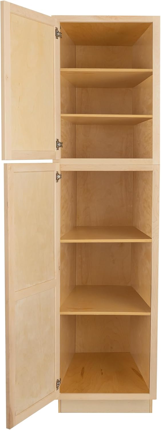 Quicklock RTA Shaker Base Kitchen Cabinet Pantry, 100% Plywood, Soft Close, Raw Maple Q901