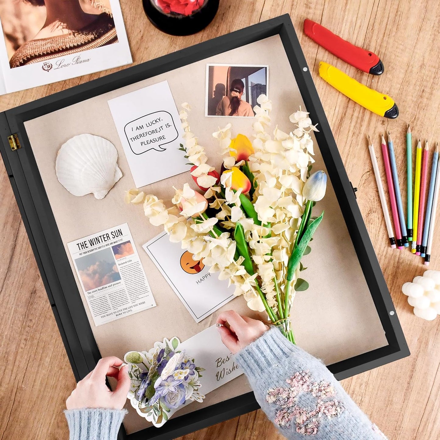 16x20'' Shadow Box Display Case with Door and Metal Lock, Black T184982