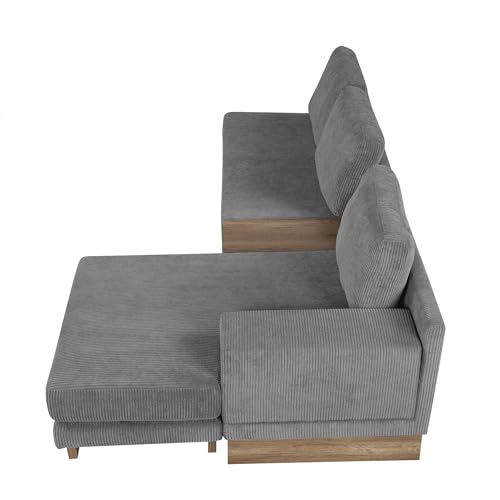 L-Shaped Sectional Sofa with USB Ports and Storage, Grey A35820