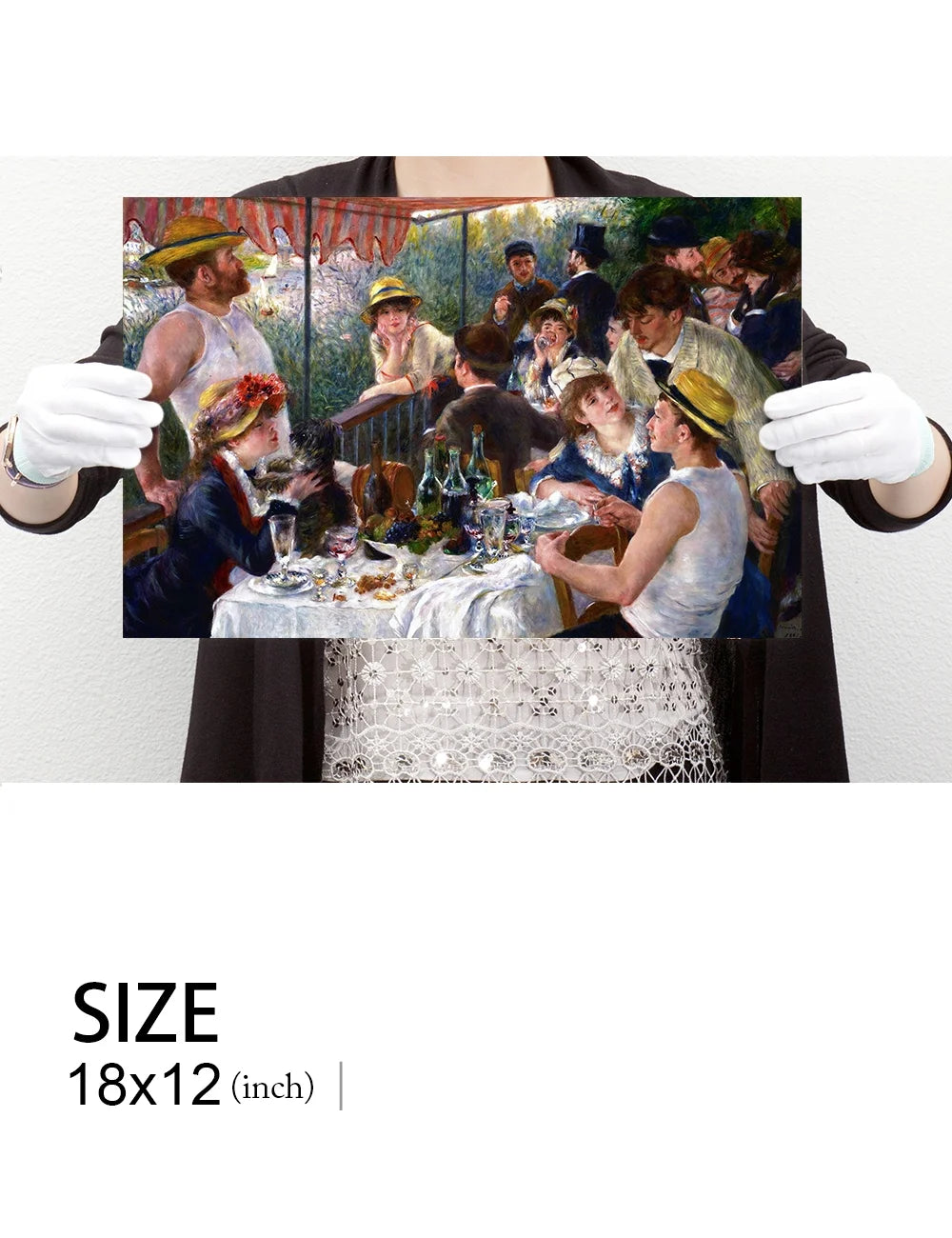 DECORARTS - Luncheon of the Boating Party by Pierre-Auguste Renoir, Giclee Print on Canvas, 18x12" E785