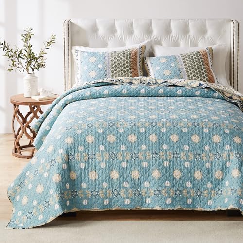 Greenland Home Thalia Quilted Bedding Set, Full/Queen, Blue E377029