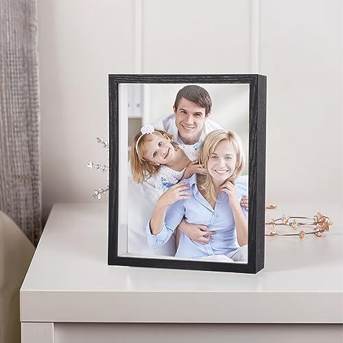 Shadow Box Frame 8x10 - 3 Pack Wood Deep Shadowbox with Glass Display Case (White) D1615