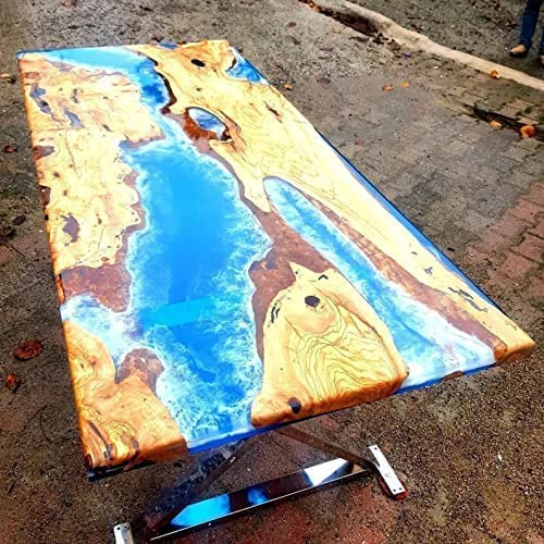 TUZECH Epoxy Resin River Table Top 36x24 Inch with 18 Inch Legs W520