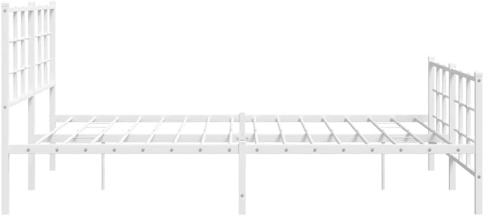 vidaXL White Steel Metal Bed Frame Double with Headboard Footboard A1318