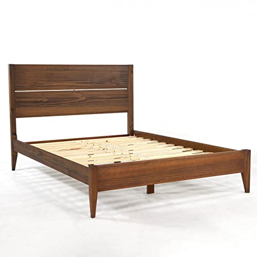 Solid Wood Platform Bed, Queen Size, Walnut V38027