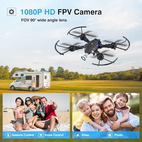 ATTOP Drone with 1080P Camera FPV Foldable RC Quadcopter for Kids W529336
