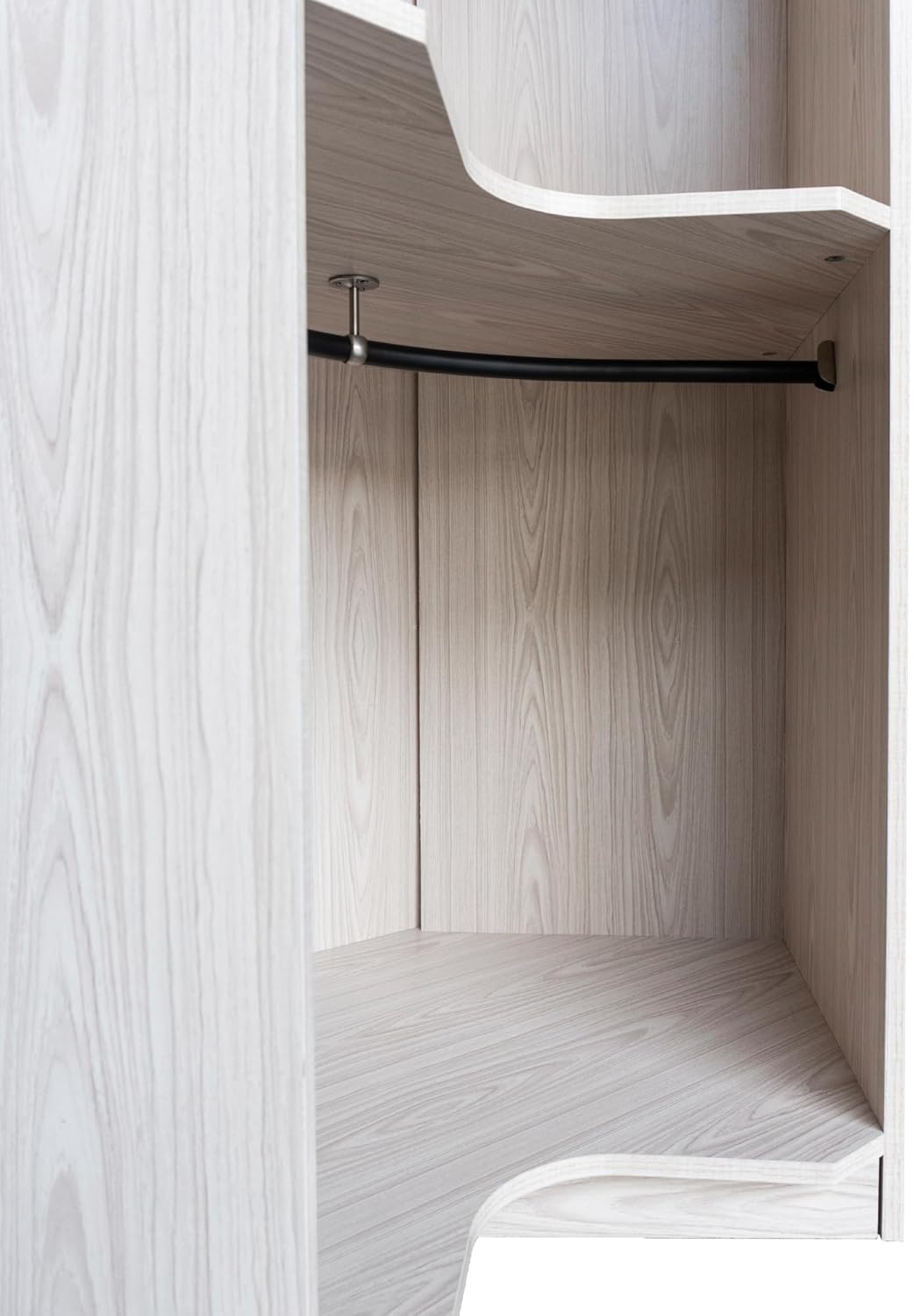 Corner Armoire Wardrobe Closet Cabinet with Hanging Rail, 64" H, Natural I182
