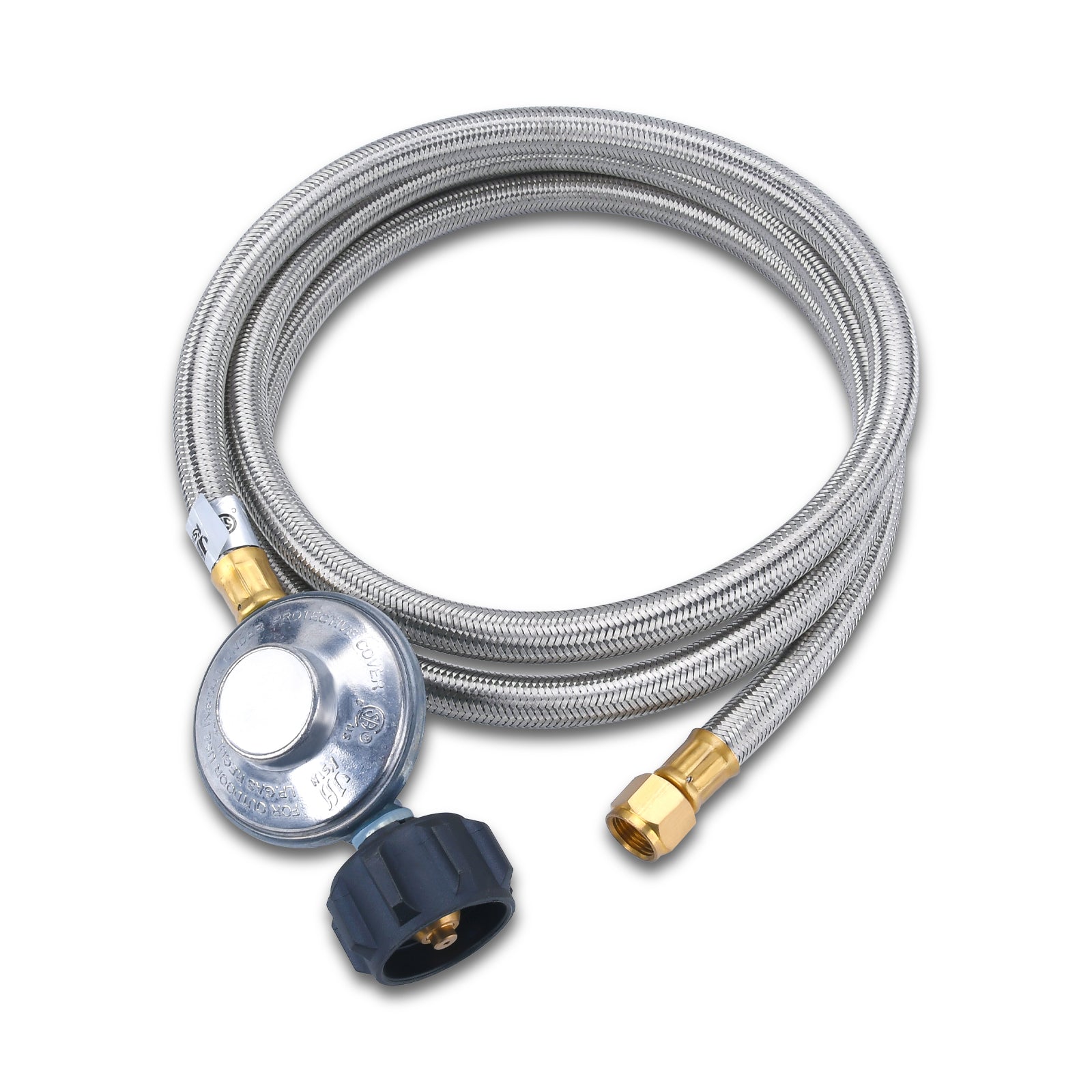 GasSaf 6Ft Propane Regulator and Hose, Fit for Gas Grill, Blackstone 28"/36" Griddle, Propane Fit Pit and More, Low Pressure, 3/8" Female Flare