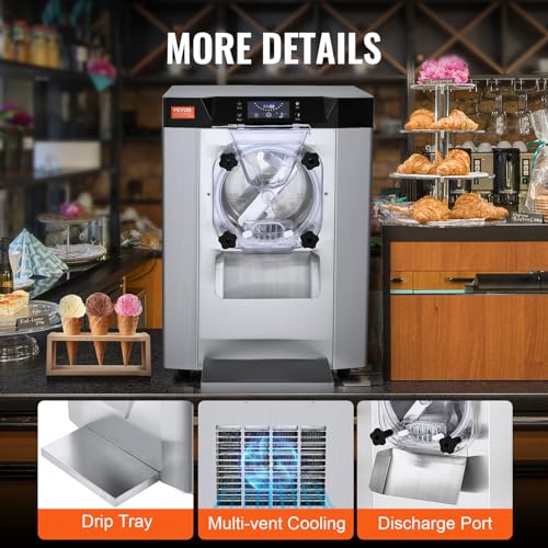 VEVOR Commercial Ice Cream Machine 1400W 20 Gph Hard Serve Maker with LED Display P923120
