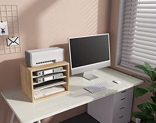 FITUEYES Wood 4-Tier Paper Sorter Organizer, Desktop File Holder, Light Wood M505