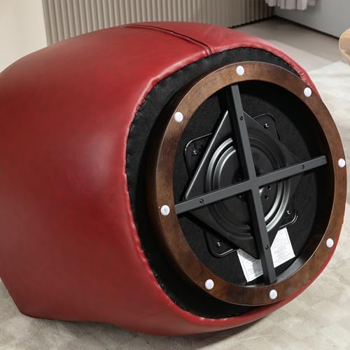 360° Swivel Barrel Chair with Hidden Storage, PU Leather, Light Beige P751