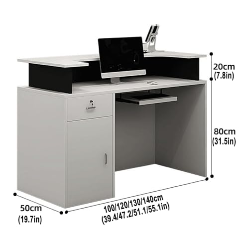 Standing Reception Desk with LED Light Lockable Checkout Counter B3207