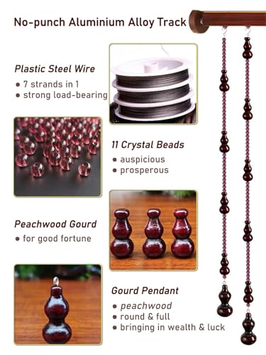 Custom Door Hanging Beads Curtain Privacy, Wood Beaded Curtains for Bedroom Windows Hallway Decor, Dense Bead Room Divider for Patio Porch (Color : 35 Strands, Size : L 125cm/49.2") Q5652