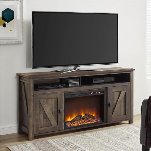 Ameriwood Home Farmington Electric Fireplace Console 50", Black Oak TV Stand