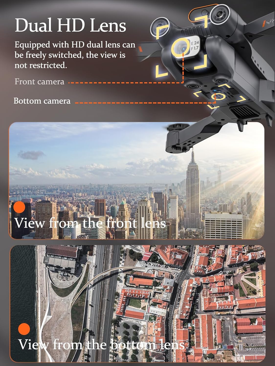 Drone with Camera for Adults Kids, 1080P HD FPV, 90° Adjustable Lens, RC Quadcopter Z649