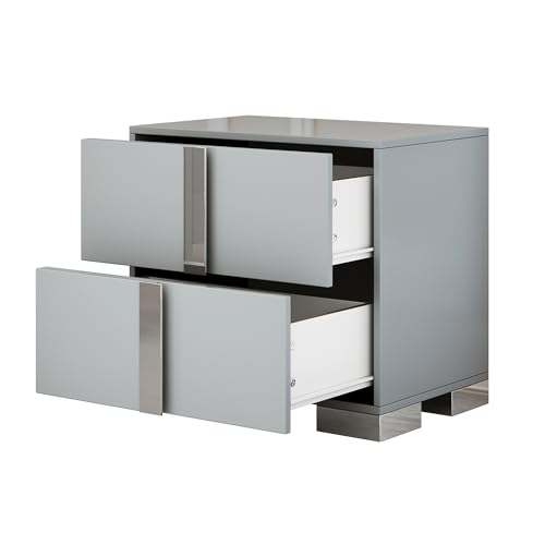 Queen Wood Upholstered Bed with LED Lights, 4-Piece Bedroom Set (Grey) A7583