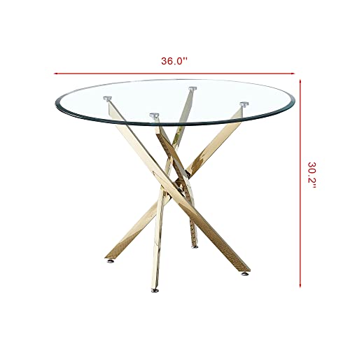 Glass Dining Table Set for 4 with 4 White Silver PU Leather Chairs A996581