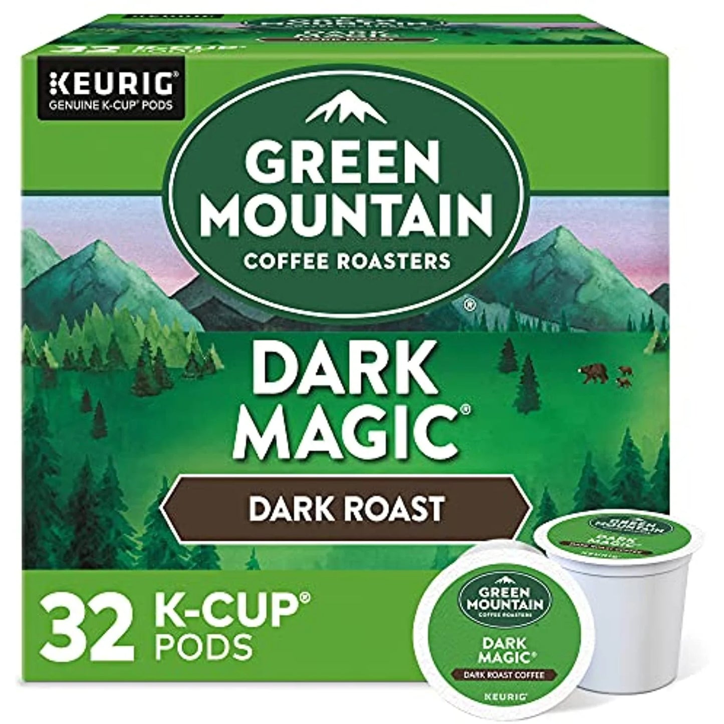 Green Mountain Coffee Roasters Dark Magic, Single-Serve Keurig K-Cup Pods, Dark Roast Coffee Pods, 32 Count