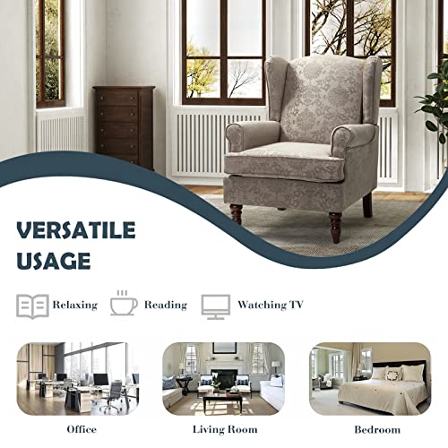 HULALA HOME Wingback Accent Chairs Set of 2 with Wood Legs E7136