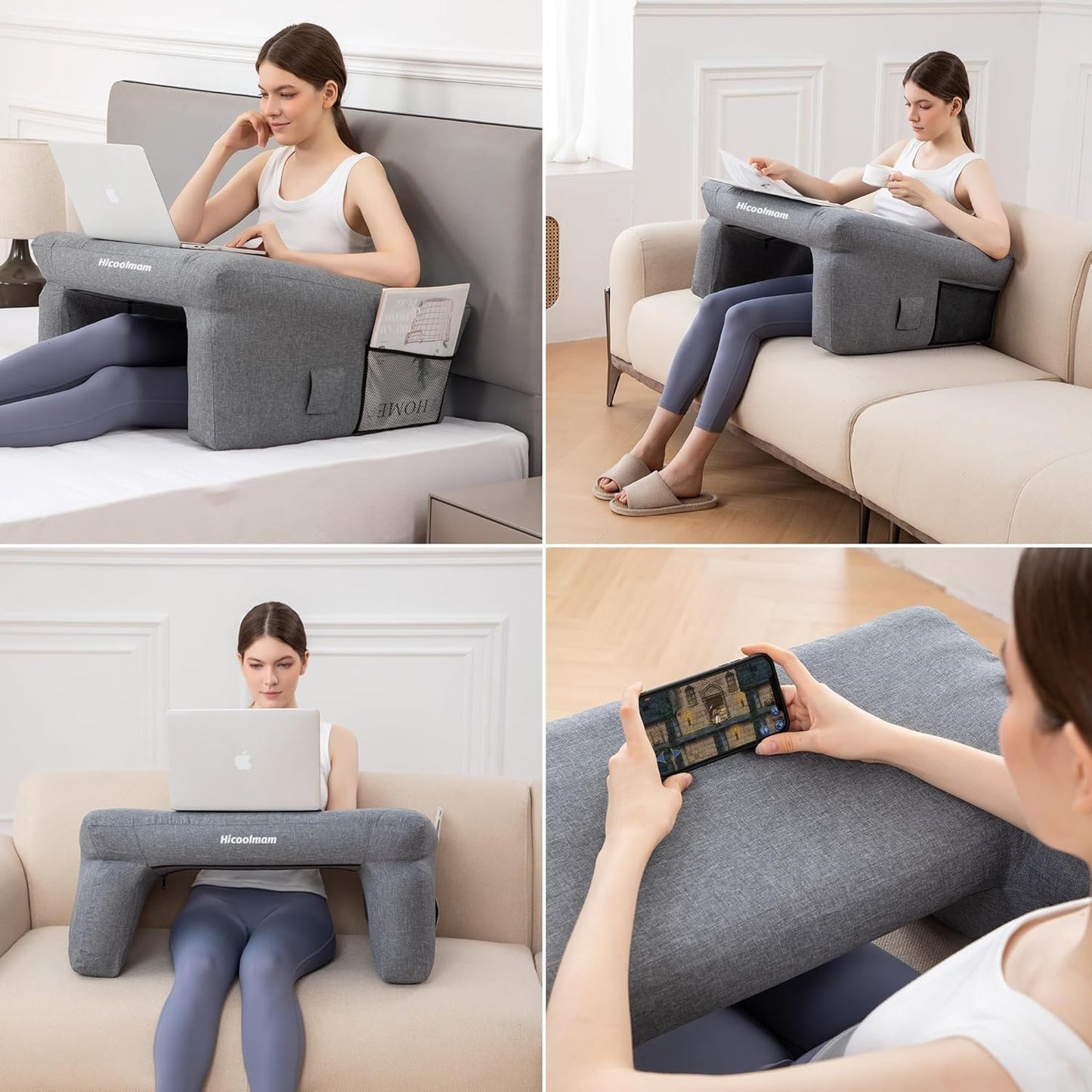 Inflatable Reading Pillow with Arm Rest for Bed Gaming S102170