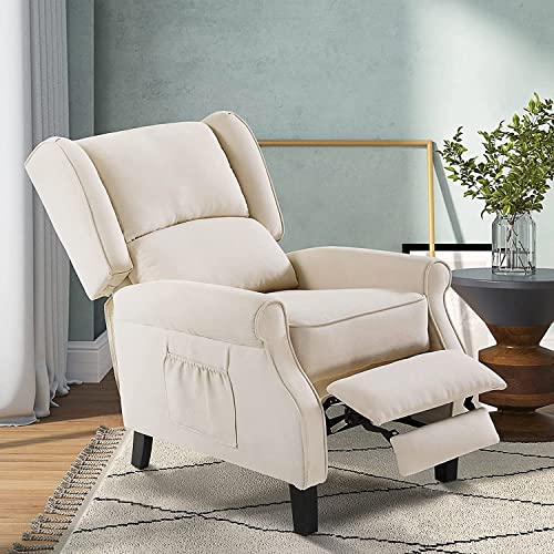 LEISLAND Wingback Recliner Chair with Heat and Massage, Beige D210229