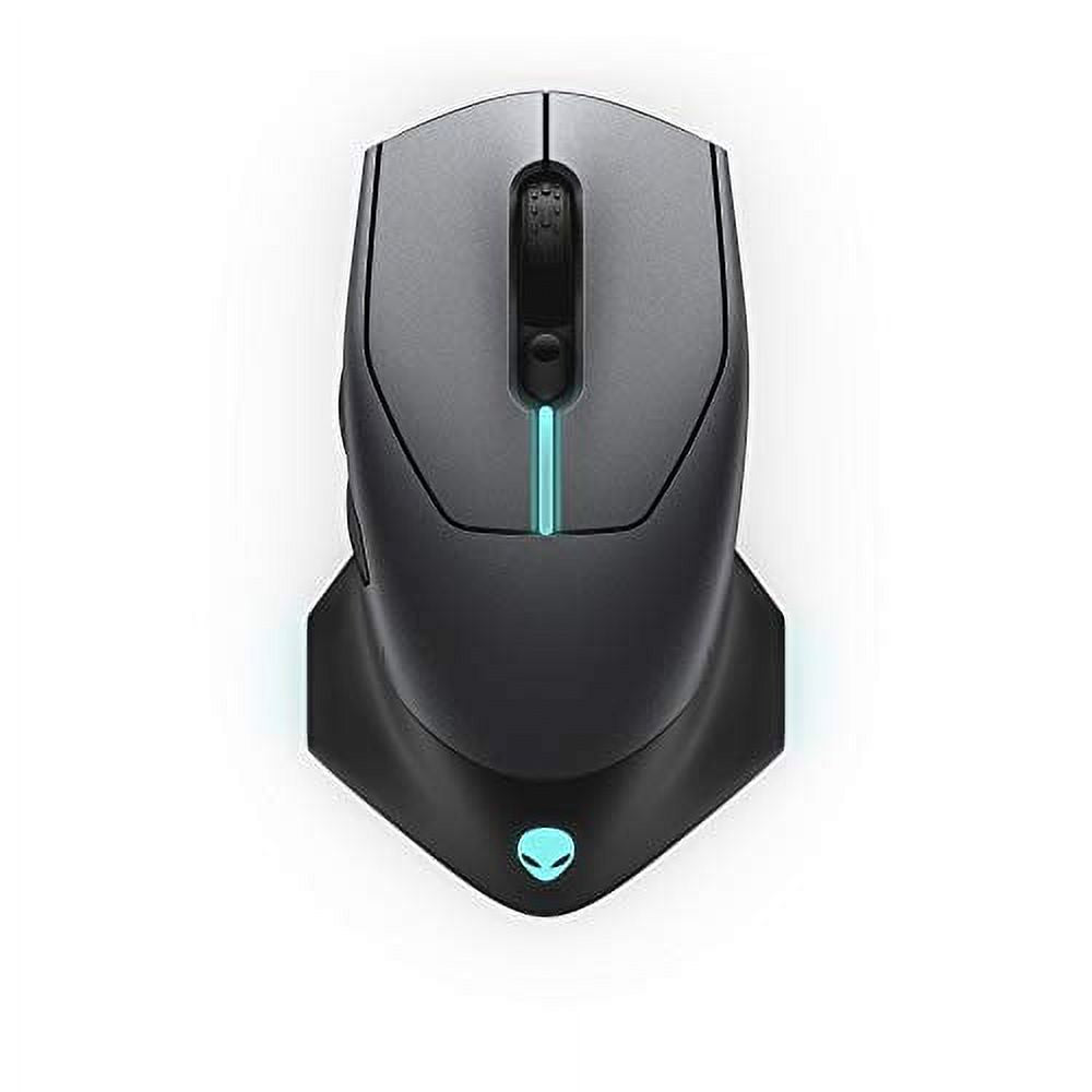 Alienware AW610M Wired/Wireless Gaming Mouse - 16000 DPI Optical Sensor, 350 Hour Rechargeable Battery Life, 7 Programmable Buttons, 16.8 million AlienFX RGB Lighting - Dark Side of the Moon