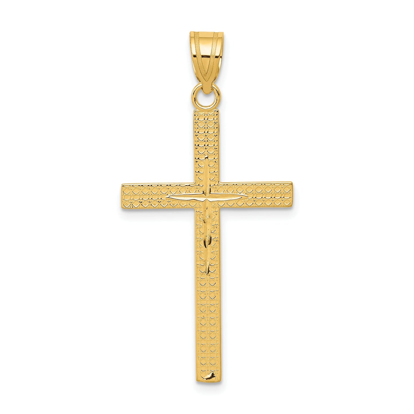 Primal Gold 14K Yellow Gold Diamond-Cut Latin Cross Pendant with 18-inch Chain E552258