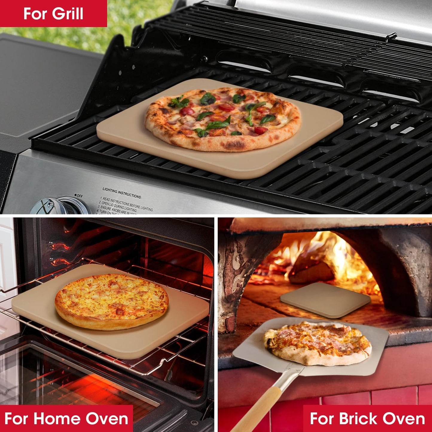 Unicook Pizza Stone for Oven and Grill, 15 Inch, Cordierite Baking Stone U76242
